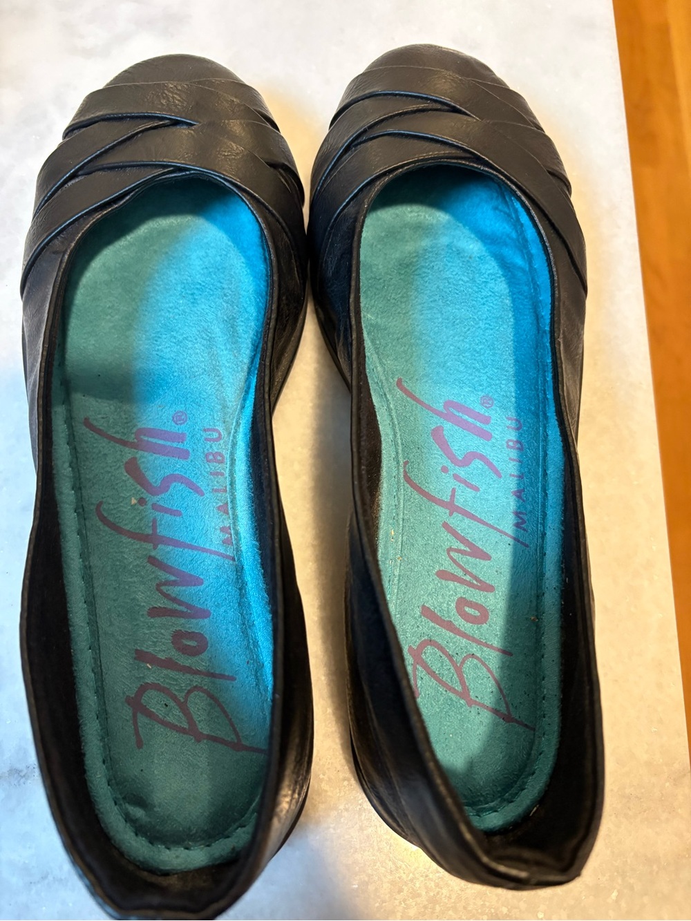 Blowfish Black Ballet Flats with Teal Insole